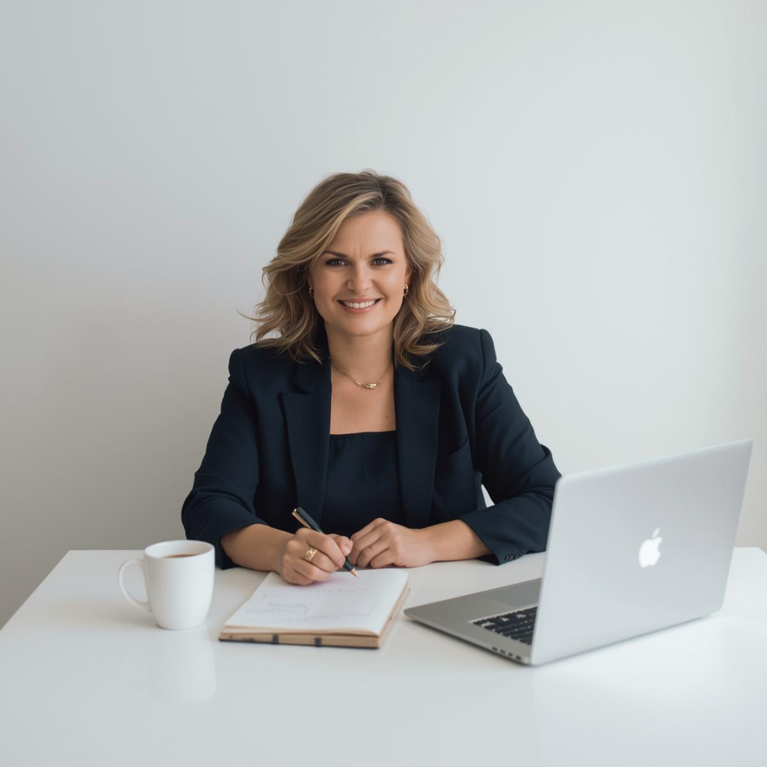 Female entrepreneur planning her business strategy and creating weekly CEO habits.